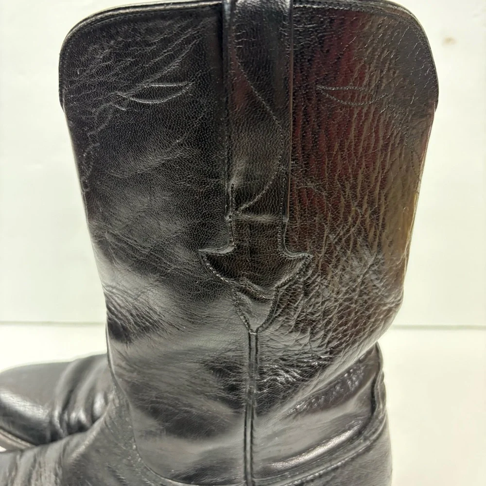 Vintage Lucchese Black Smooth Ostrich Leather Cowboy Boots Men’s size 7D L8008